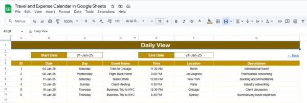 Travel and Expense Calendar in Google Sheets - Image 5