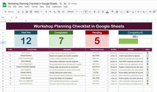 Workshop Planning Checklist in Google Sheets - Image 2