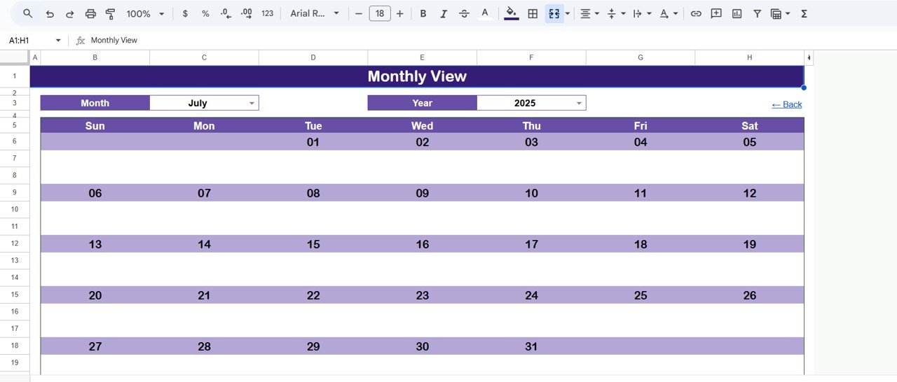 Annual Strategic Planning Calendar in Google Sheets - Image 4