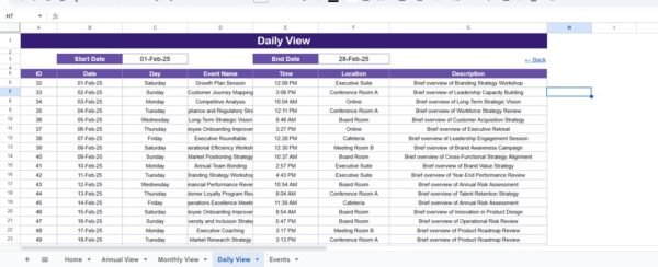 Annual Strategic Planning Calendar in Google Sheets - Image 5