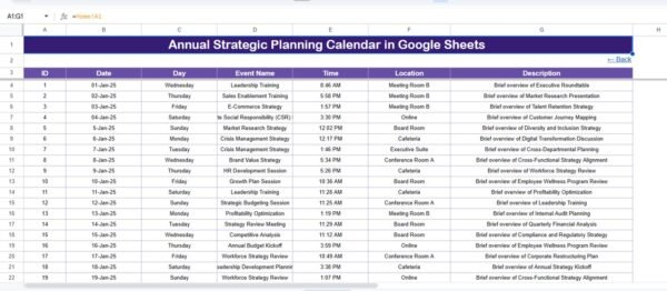 Annual Strategic Planning Calendar in Google Sheets - Image 6