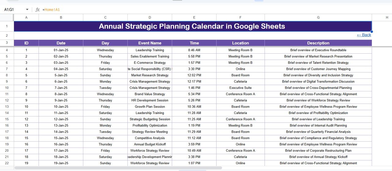 Annual Strategic Planning Calendar in Google Sheets - Image 6