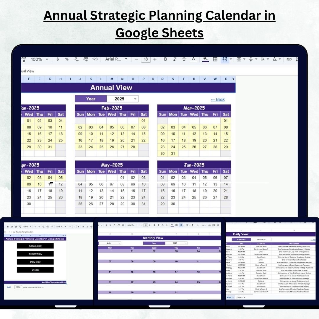 Annual Strategic Planning Calendar in Google Sheets