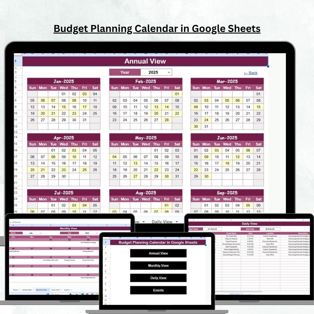 Budget Planning Calendar in Google Sheets