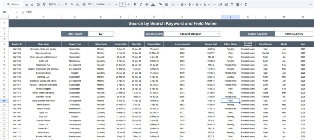 Client Billing Dashboard in Google Sheets - Next Gen Templates