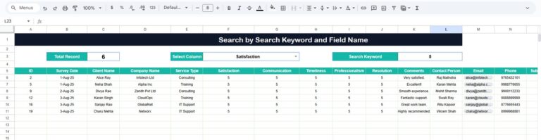 Client Feedback Tracker in Google Sheets - Next Gen Templates
