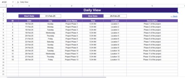Client Project Timeline Calendar in Google Sheets - Image 3