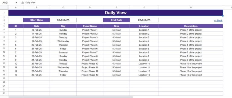 Client Project Timeline Calendar in Google Sheets – Next Gen Templates