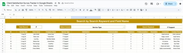 Client Satisfaction Survey Tracker in Google Sheets - Image 2
