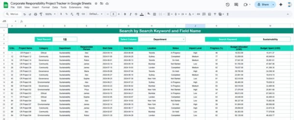 Corporate Responsibility Project Tracker in Google Sheets - Image 3