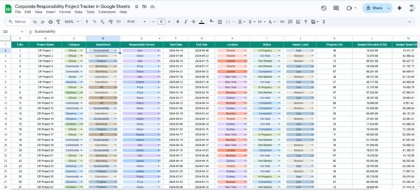 Corporate Responsibility Project Tracker in Google Sheets - Image 4