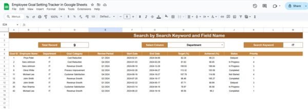 Employee Goal Setting Tracker in Google Sheets - Image 3