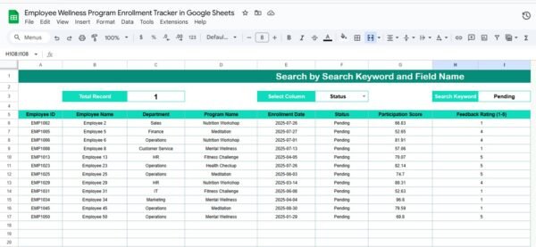 Employee Wellness Program Enrollment Tracker in Google Sheets - Image 3