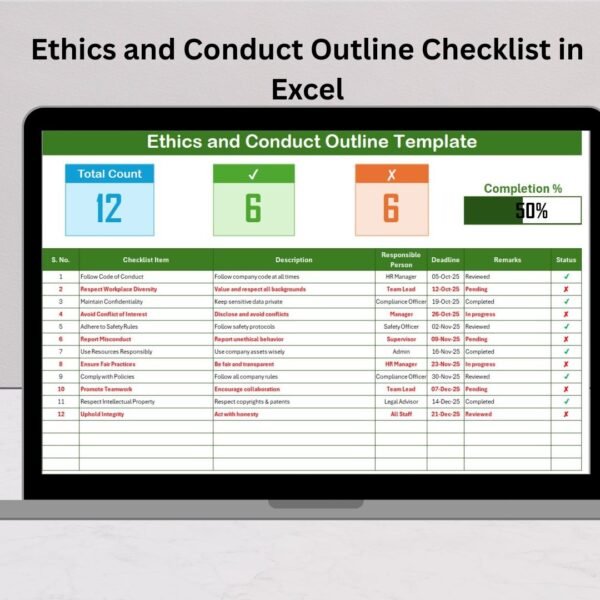 Ethics and Conduct Outline Checklist in Excel