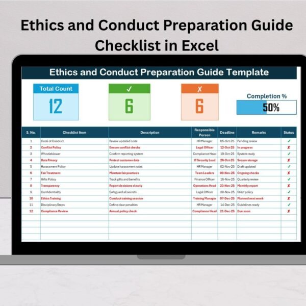 Ethics and Conduct Preparation Guide Checklist in Excel