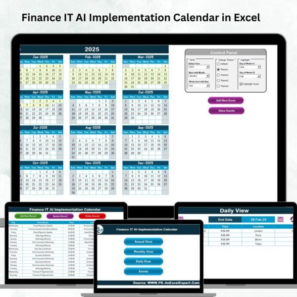 Finance IT AI Implementation Calendar in Excel
