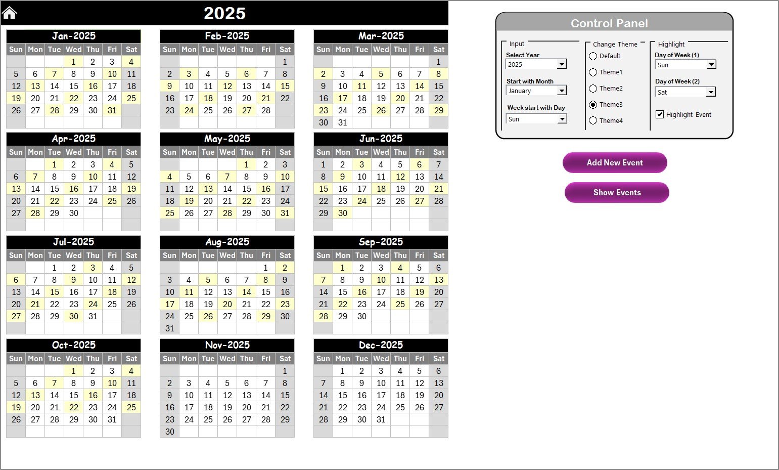 Finance Procurement Customer Experience Calendar in Excel