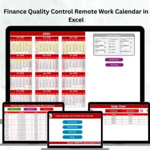 Finance Quality Control Remote Work Calendar in Excel