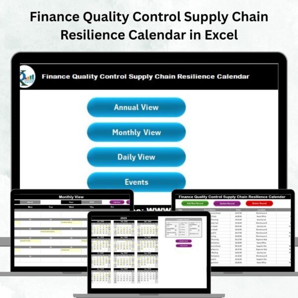 Finance Quality Control Supply Chain Resilience Calendar in Excel