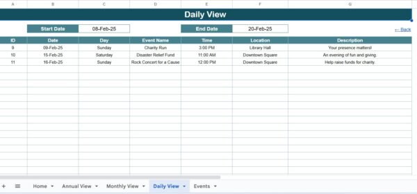 Fundraising Event Calendar in Google Sheets - Image 2