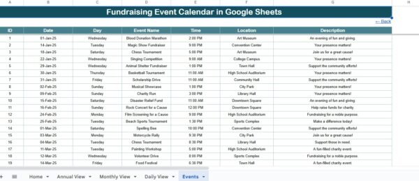 Fundraising Event Calendar in Google Sheets - Image 6