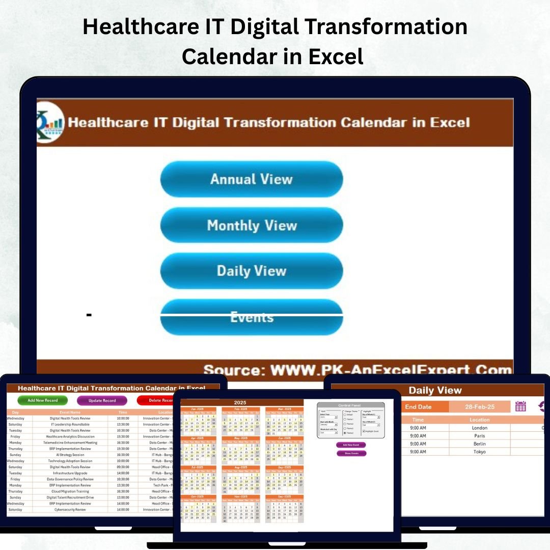 Healthcare IT Digital Transformation Calendar in Excel