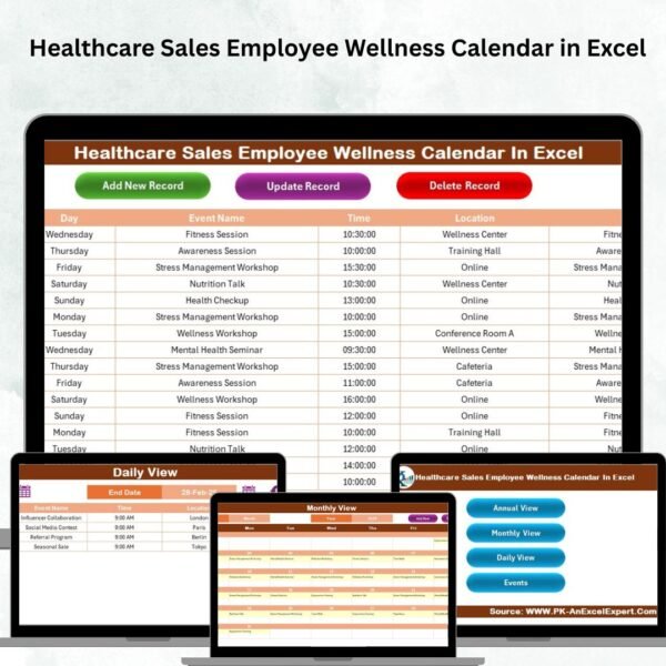 Healthcare Sales Employee Wellness Calendar in Excel