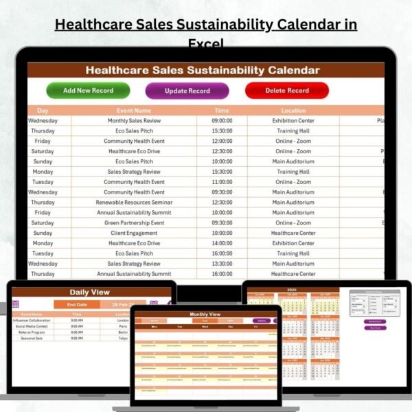 Healthcare Sales Sustainability Calendar in Excel