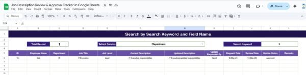 Job Description Review & Approval Tracker in Google Sheets - Image 3