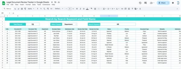 Legal Document Review Tracker in Google Sheets - Image 3
