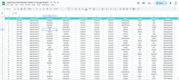 Legal Document Review Tracker in Google Sheets - Image 4