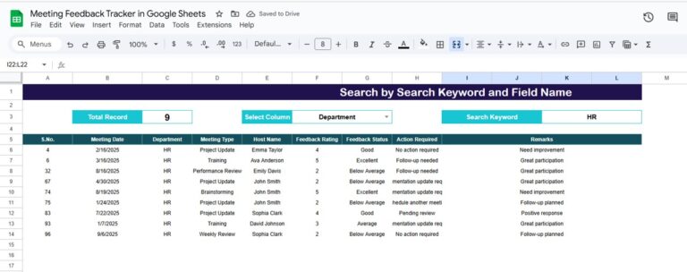 Meeting Feedback Tracker in Google Sheets - Next Gen Templates