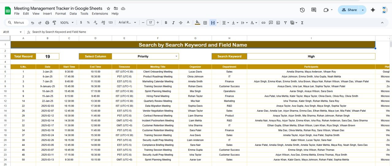 Meeting Management Tracker in Google Sheets - Image 3