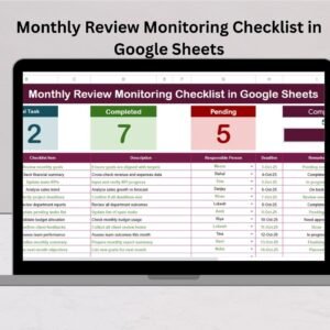 Monthly Review Monitoring Checklist in Google Sheets