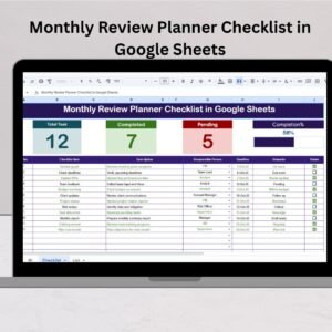 Monthly Review Planner Checklist in Google Sheets