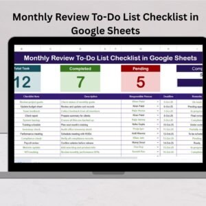 Monthly Review To-Do List Checklist in Google Sheets