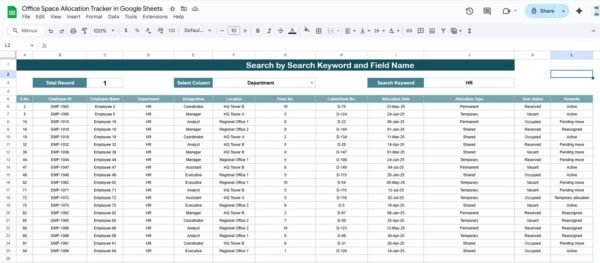 Office Space Allocation Tracker in Google Sheets - Image 3