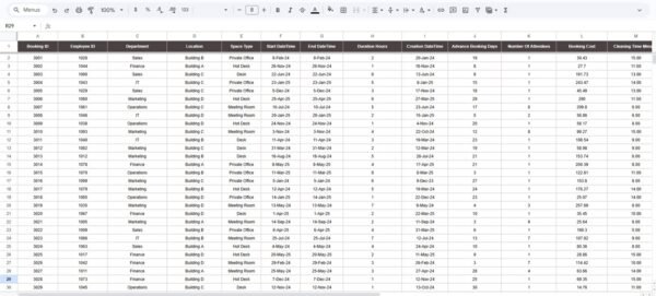 Office Space Utilization Dashboard in Google Sheets - Image 4