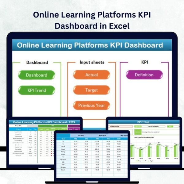 Online Learning Platforms KPI Dashboard in Excel