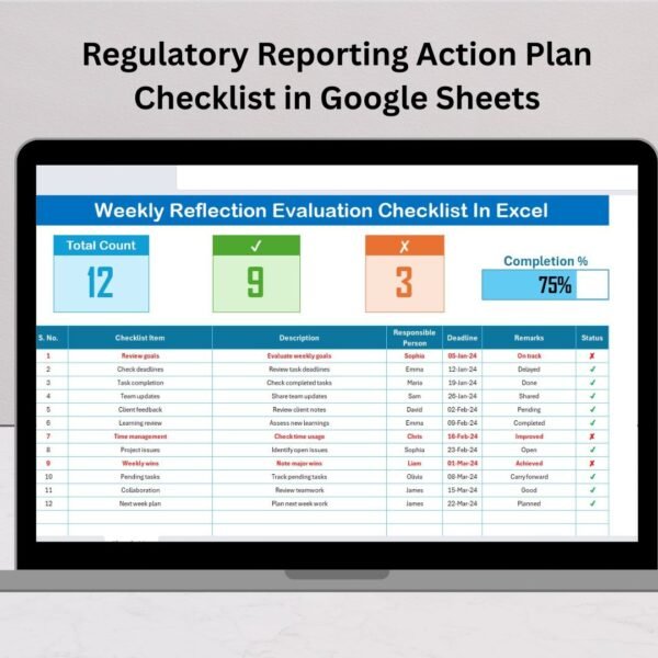 Regulatory Reporting Action Plan Checklist in Google Sheets