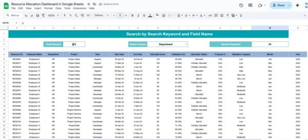 Resource Allocation Dashboard in Google Sheets - Image 3