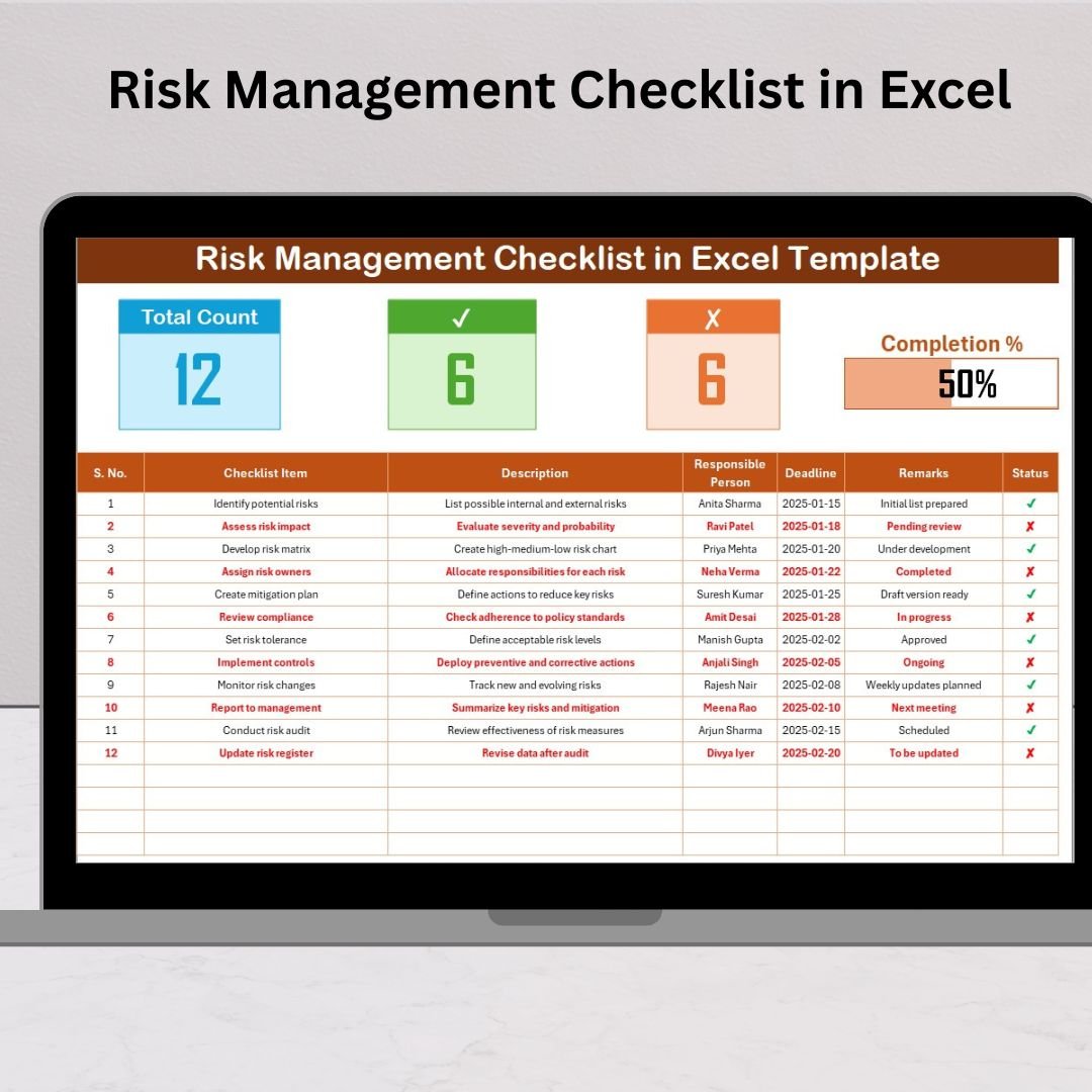 Risk Management Checklist in Excel