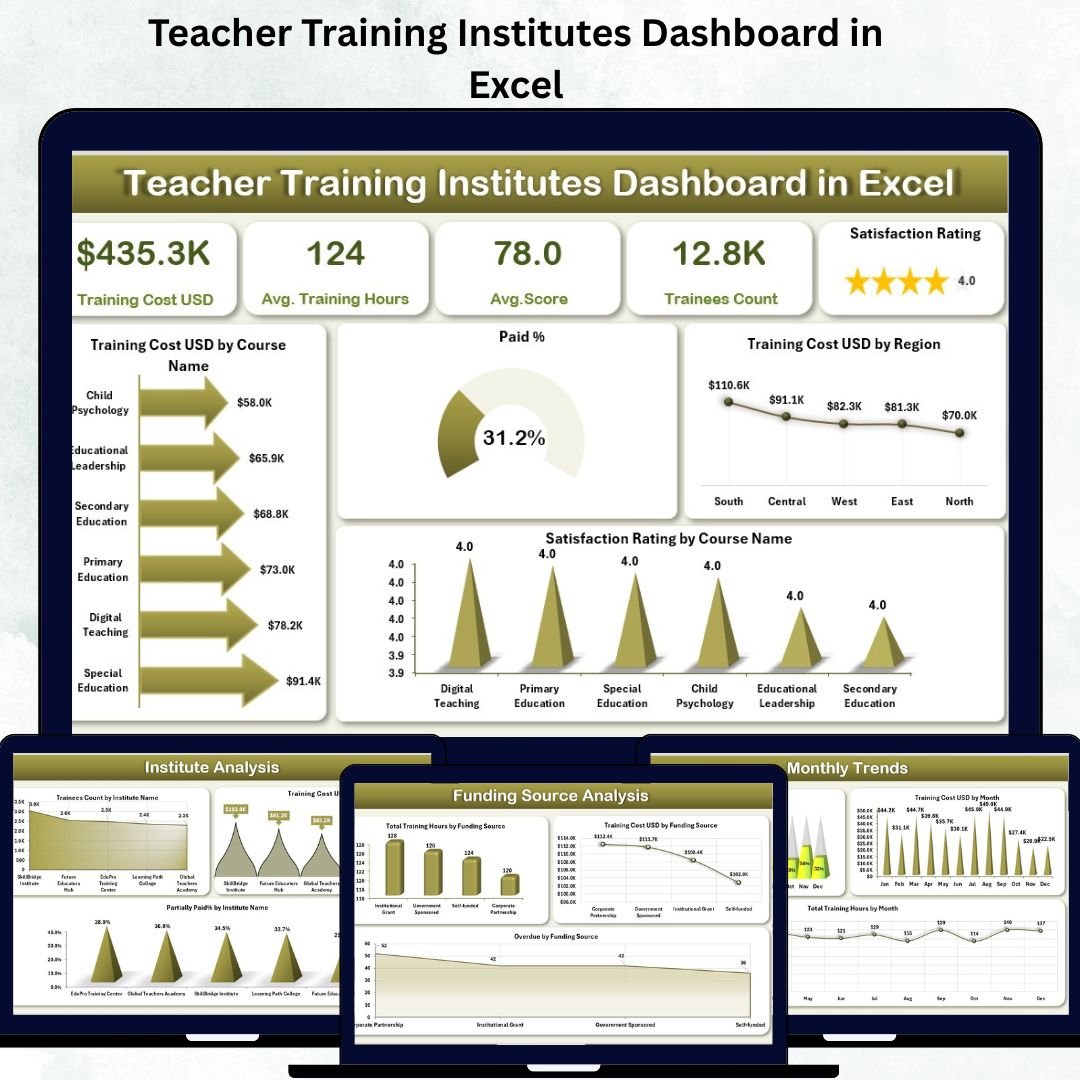 Teacher Training Institutes Dashboard in Excel
