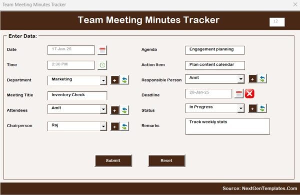 Team Meeting Minutes Tracker in Excel - Image 6
