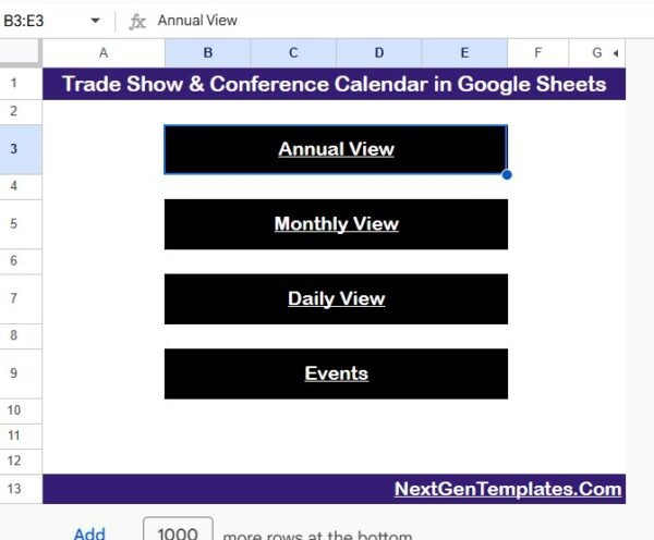 Trade Show & Conference Calendar in Google Sheets - Image 2