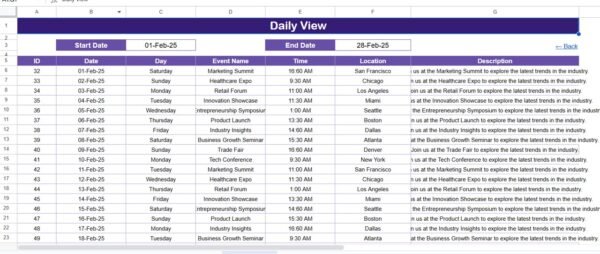 Trade Show & Conference Calendar in Google Sheets - Image 5