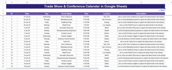 Trade Show & Conference Calendar in Google Sheets - Image 6