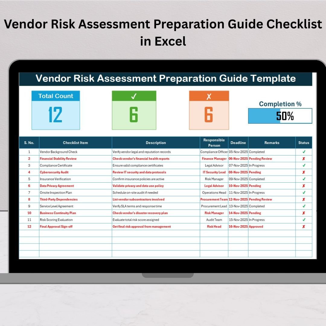 Vendor Risk Assessment Preparation Guide Checklist in Excel