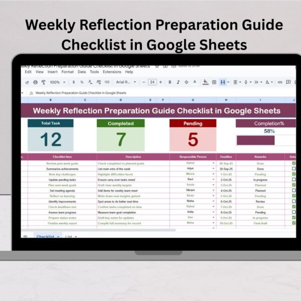 Weekly Reflection Preparation Guide Checklist in Google Sheets