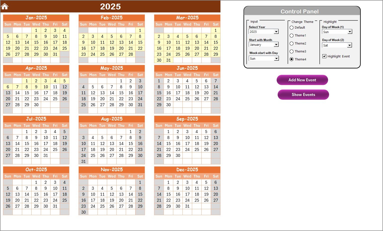 Financial Task Calendar in Excel